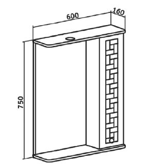 Зеркальный шкаф Runo правый Авила 60 (00000001047)